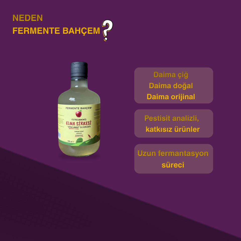 Doğal Elma Sirkesi 500 ml (PESTİSİT ANALİZLİ)