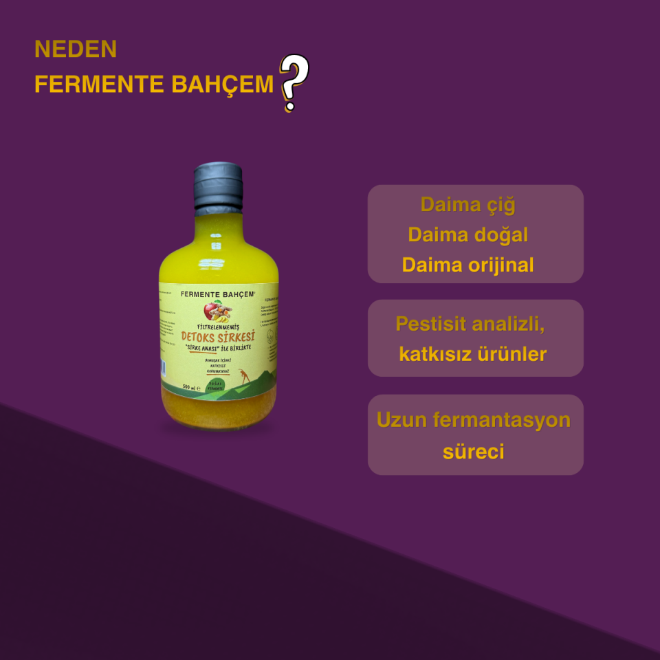 Doğal Detoks Sirkesi 500 ml (PESTİSİT ANALİZLİ)