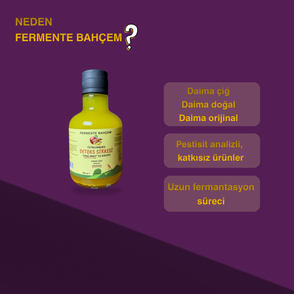 Doğal Detoks Sirkesi 250 ml (PESTİSİT ANALİZLİ)