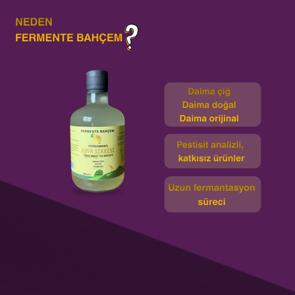 Doğal Ayva Sirkesi 500 ml (PESTİSİT ANALİZLİ)