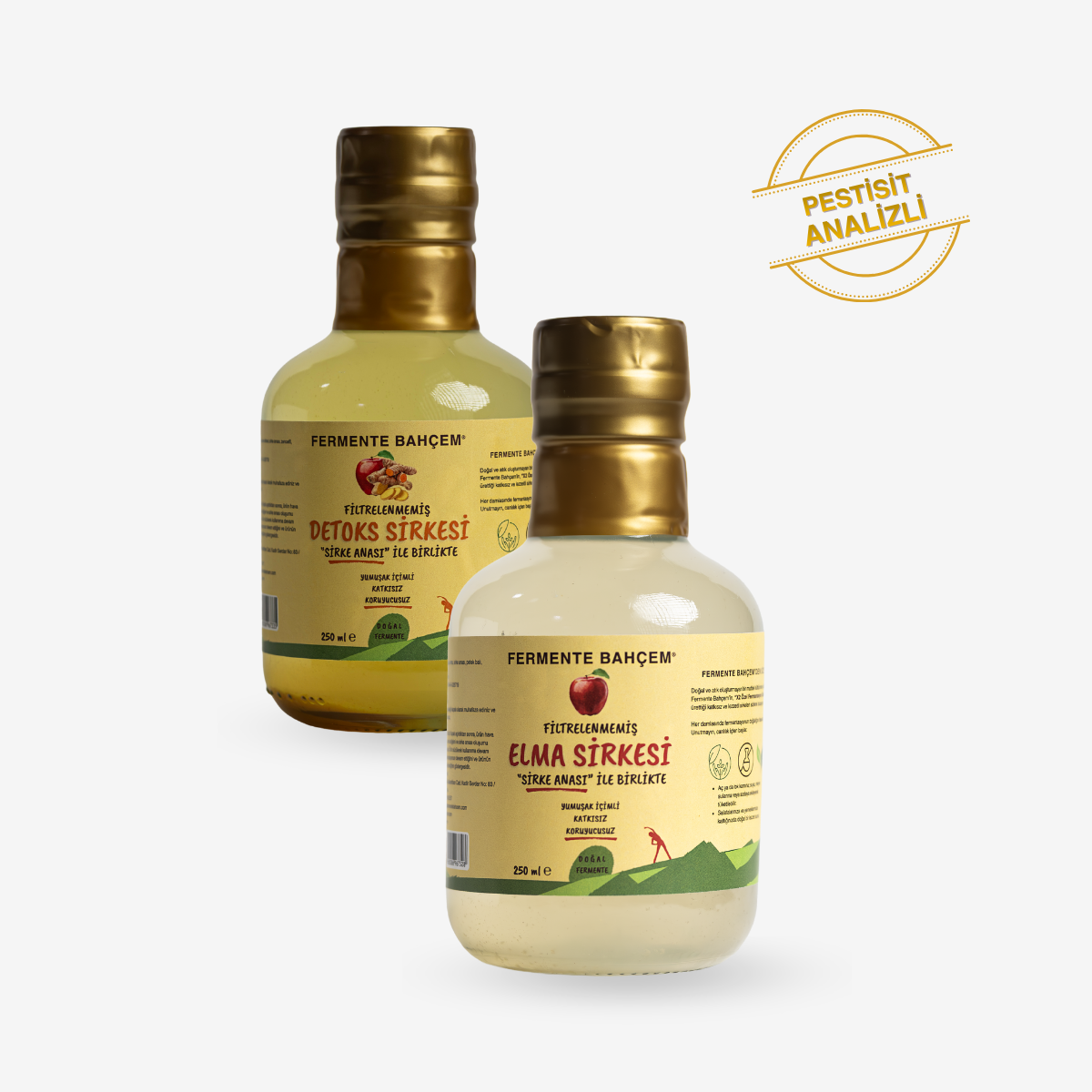 Fermente Başlangıç Seti 2'li ( ELMA SİRKESİ 250 ml, DETOKS SİRKESİ 250 ml)